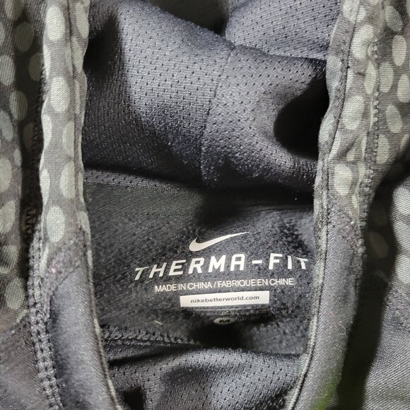 Nike Hoodie Womens Medium Black Green Logo Spellout Pullover Therma Fit - Picture 2 of 7